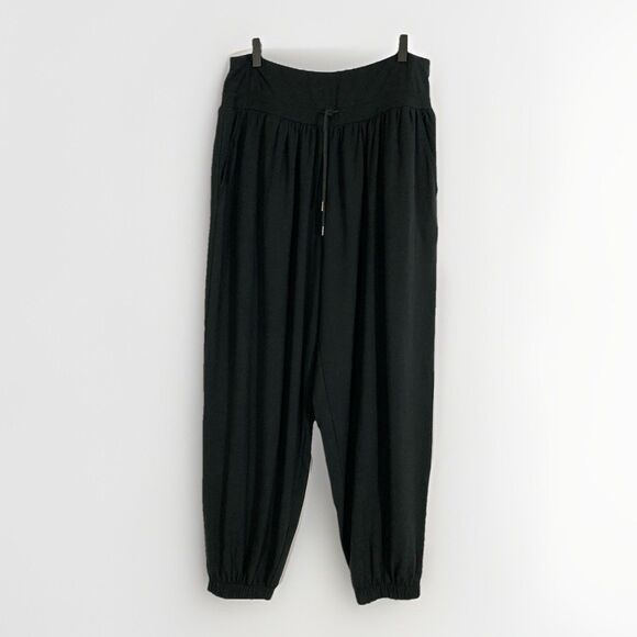 Garnet Hill Harem Pants Women’s L Black High Rise Lounge Jogger Athleisure - Picture 1 of 13